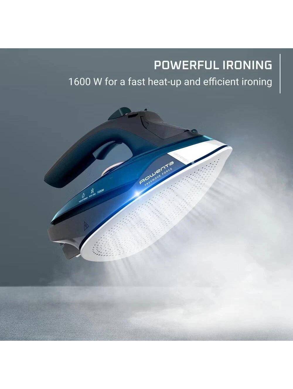 Rowenta Freemove Force 1600W Cordless Steam Iron Stainless Steel Fast Charging